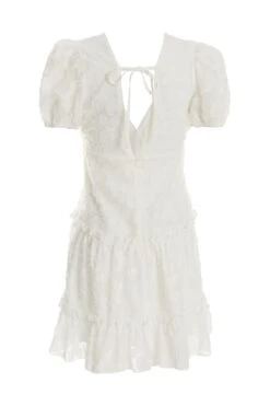 White Chiffon Floral Smock Mini Dress 10 White Chiffon Floral Smock Mini Dress -Glamourista 00100037383 ZB