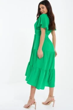 Jade Green Dip Hem Midi Dress -Glamourista 00100037388 XB