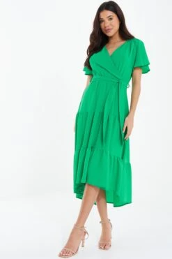 Jade Green Dip Hem Midi Dress -Glamourista 00100037388 XS