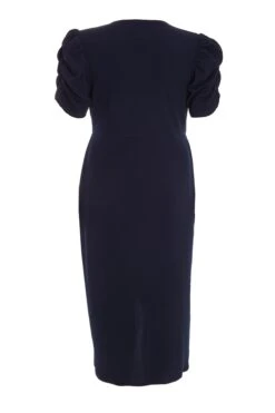 Curve Navy Wrap Midi Dress -Glamourista 00100037412 ZB
