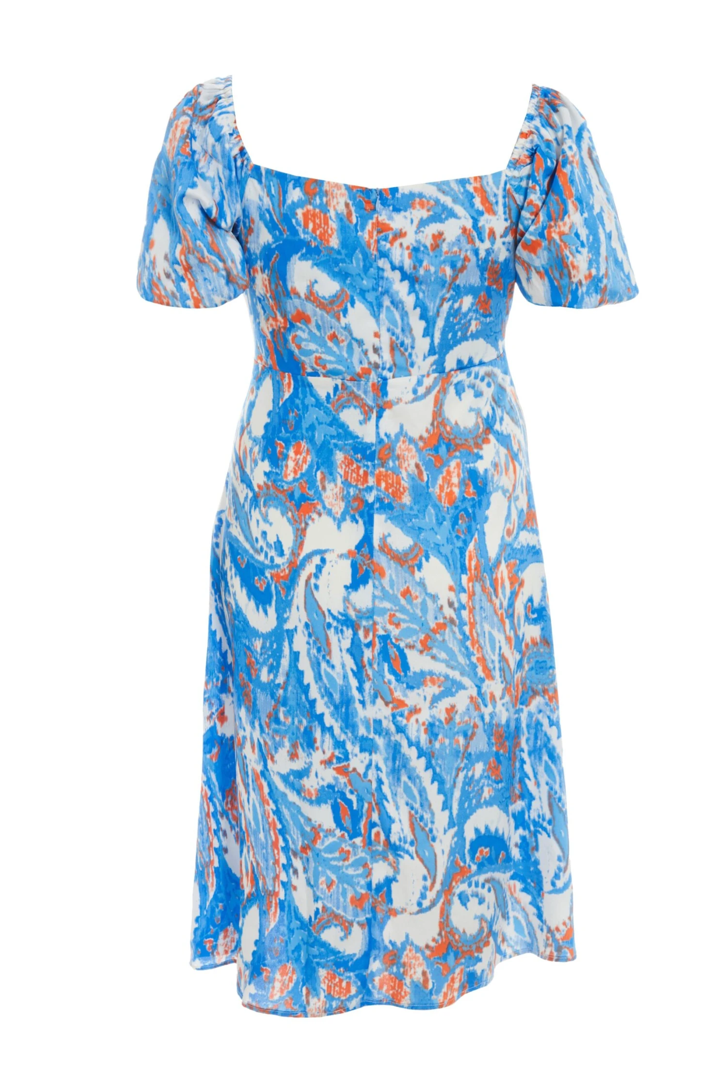 Curve Blue Satin Aztec Print Midi Dress 5 Curve Blue Satin Aztec Print Midi Dress - Image 5