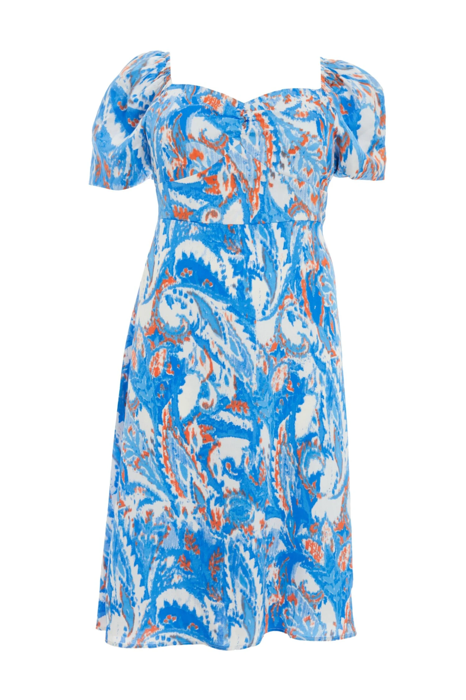 Curve Blue Satin Aztec Print Midi Dress 1 Curve Blue Satin Aztec Print Midi Dress