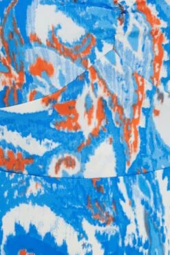 Curve Blue Satin Aztec Print Midi Dress 11 Curve Blue Satin Aztec Print Midi Dress -Glamourista 00100037415 ZS