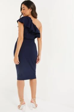 Petite Navy Beaded Frill Midi Dress 8 Petite Navy Beaded Frill Midi Dress -Glamourista 00100037416 XB