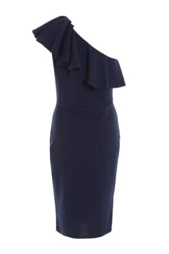Petite Navy Beaded Frill Midi Dress 10 Petite Navy Beaded Frill Midi Dress -Glamourista 00100037416 ZB
