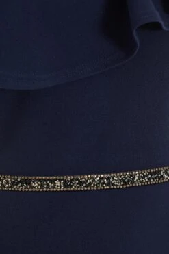 Petite Navy Beaded Frill Midi Dress 11 Petite Navy Beaded Frill Midi Dress -Glamourista 00100037416 ZS