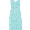 Petite Blue Brush Stroke Tie Back Midi Dress