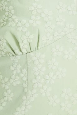 Sage Green Jacquard Bardot Midi Dress -Glamourista 00100037420 ZS