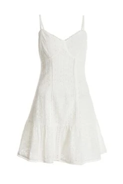 Cream Embroidered Tie Back Mini Dress