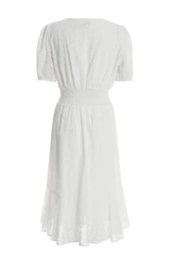White Broderie Shirred Midi Dress -Glamourista 00100037442 ZB