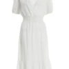 White Broderie Shirred Midi Dress