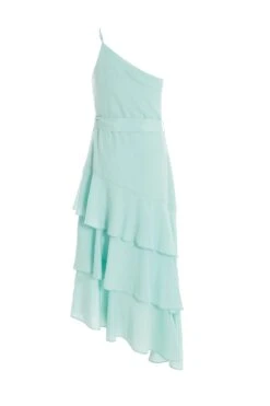 Mint Textured Chiffon One Shoulder Midaxi Dress -Glamourista 00100037454 ZB