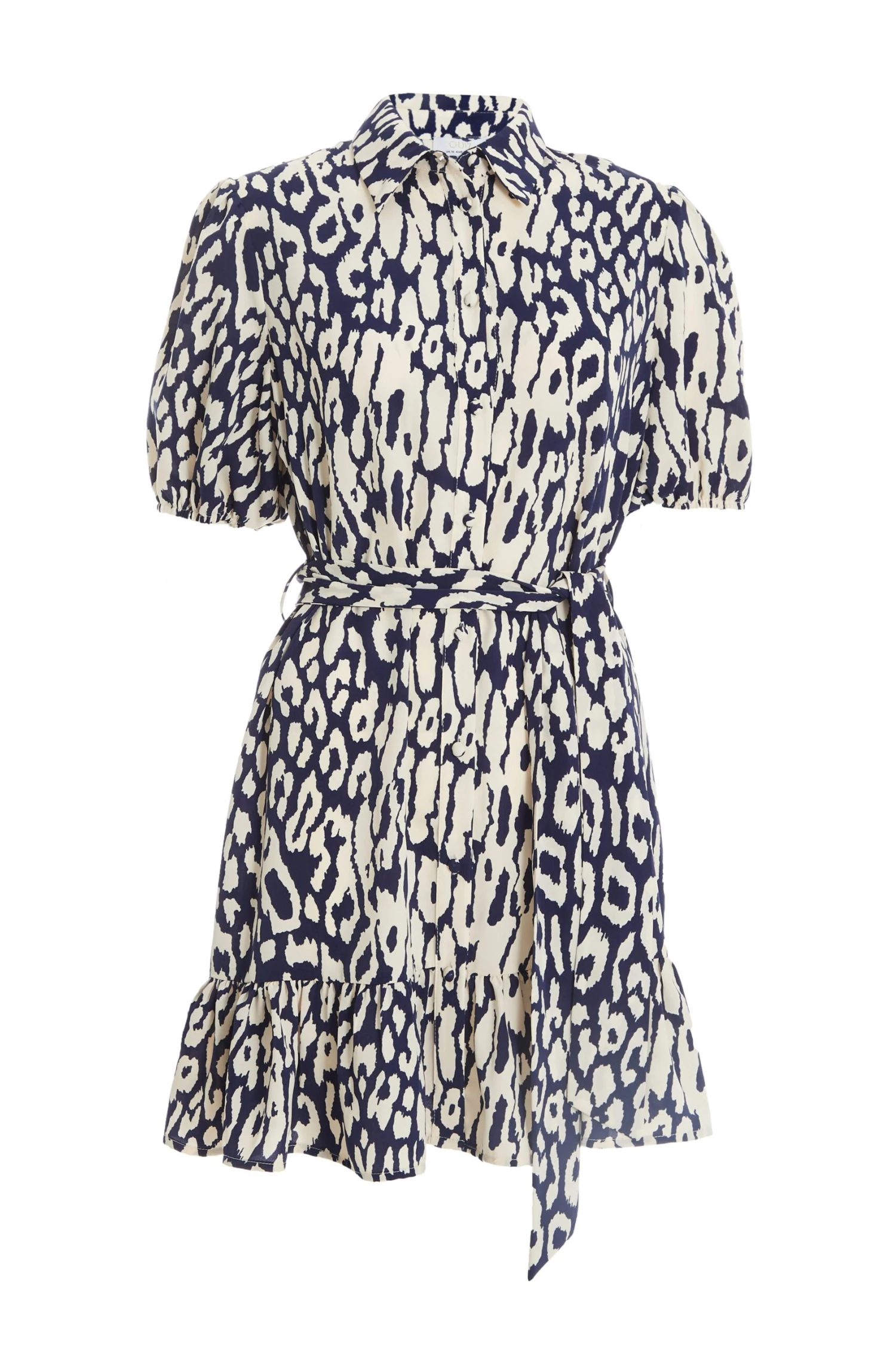 Navy Animal Print Shirt Mini Dress 1 Navy Animal Print Shirt Mini Dress
