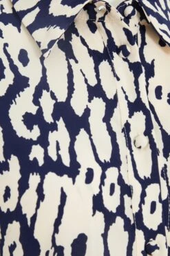 Navy Animal Print Shirt Mini Dress 11 Navy Animal Print Shirt Mini Dress -Glamourista 00100037456 ZS