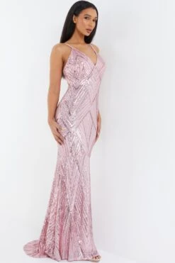 Pink Sequin Fishtail Maxi Dress -Glamourista 00100037464 XS
