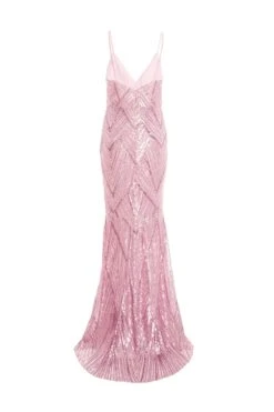 Pink Sequin Fishtail Maxi Dress -Glamourista 00100037464 ZB