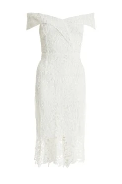 White Lace Brodot Midi Dress