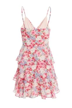 Multicoloured Floral Chiffon Tiered Mini Dress -Glamourista 00100037471 ZB