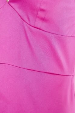 Hot Pink Satin Asymmetric Midi Dress 11 Hot Pink Satin Asymmetric Midi Dress -Glamourista 00100037474 ZS