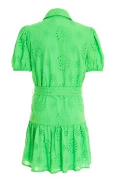Green Embroidered Mini Shirt Dress -Glamourista 00100037475 ZB