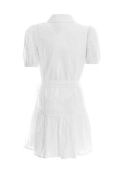 White Embroidered Mini Shirt Dress -Glamourista 00100037476 ZB