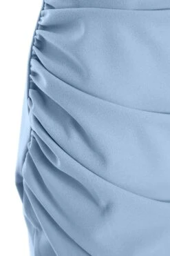 Light Blue One Shoulder Ruched Midi Dress -Glamourista 00100037477 ZS