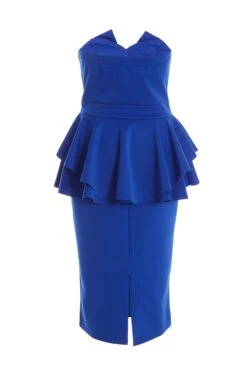 Royal Blue Peplum Bodycon Midi Dress 10 Royal Blue Peplum Bodycon Midi Dress -Glamourista 00100037492 ZB