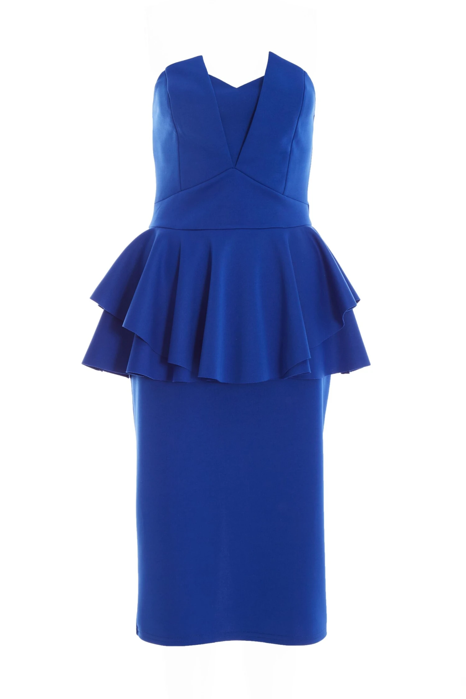Royal Blue Peplum Bodycon Midi Dress 1 Royal Blue Peplum Bodycon Midi Dress