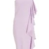 Lilac One Shoulder Frill Midi Dress