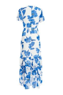 Blue Chiffon Floral Wrap Midaxi Dress -Glamourista 00100037499 ZB