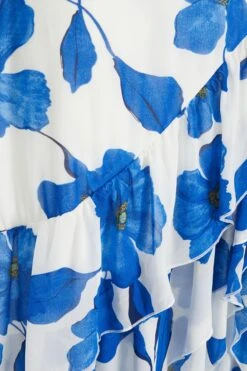 Blue Chiffon Floral Wrap Midaxi Dress -Glamourista 00100037499 ZS