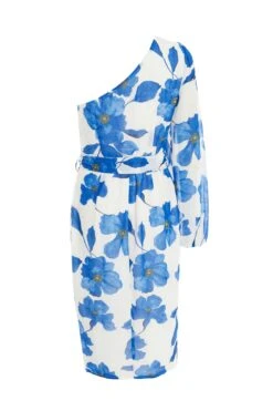 Blue Floral Chiffon Midi Dress -Glamourista 00100037500 ZB