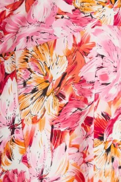 Pink Floral Wrap Midi Dress -Glamourista 00100037502 ZS