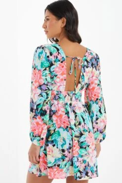 Multicolored Floral Skater Dress -Glamourista 00100037503 XB