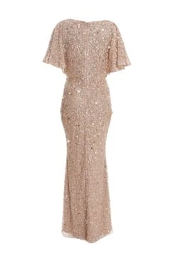 Taupe Sequin Batwing Maxi Dress -Glamourista 00100037505 ZB