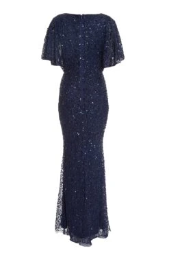 Navy Sequin Batwing Maxi Dress 10 Navy Sequin Batwing Maxi Dress -Glamourista 00100037506 ZB