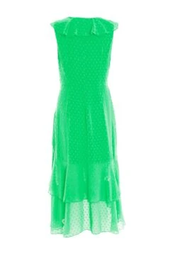 Green Chiffon Dobby Wrap Midi Dress -Glamourista 00100037558 ZB