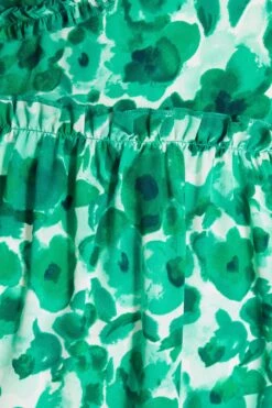 Green Floral Puff Sleeve Midi Dress -Glamourista 00100037561 ZS