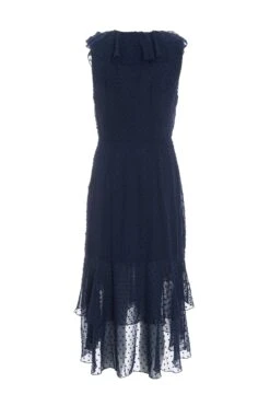 Navy Chiffon Dobby Wrap Midi Dress -Glamourista 00100037573 ZB