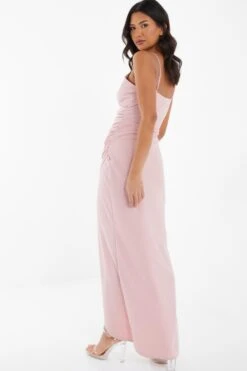 Pink Diamante Wrap Maxi Dress -Glamourista 00100037575 XB