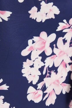 Navy Floral Wrap Midi Dress -Glamourista 00100037577 ZS