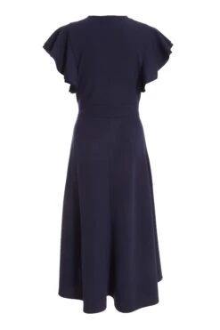 Navy Wrap Dip Hem Midi Dress -Glamourista 00100037578 ZB