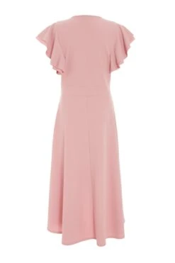 Pink Wrap Dip Hem Midi Dress -Glamourista 00100037579 ZB