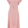 Pink Wrap Dip Hem Midi Dress