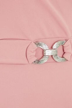 Pink Wrap Dip Hem Midi Dress -Glamourista 00100037579 ZS