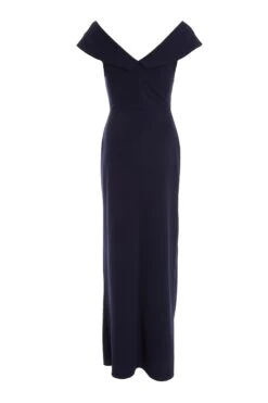 Navy Ruched Bardot Maxi Dress -Glamourista 00100037580 ZB