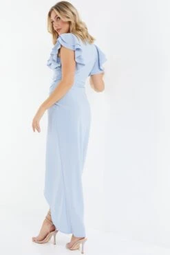 Light Blue Ruched Maxi Dress -Glamourista 00100037582 XB