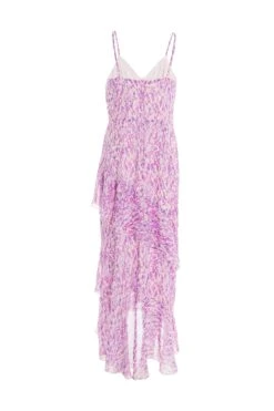 Lilac Chiffon Animal Print Midi Dress -Glamourista 00100037591 ZB