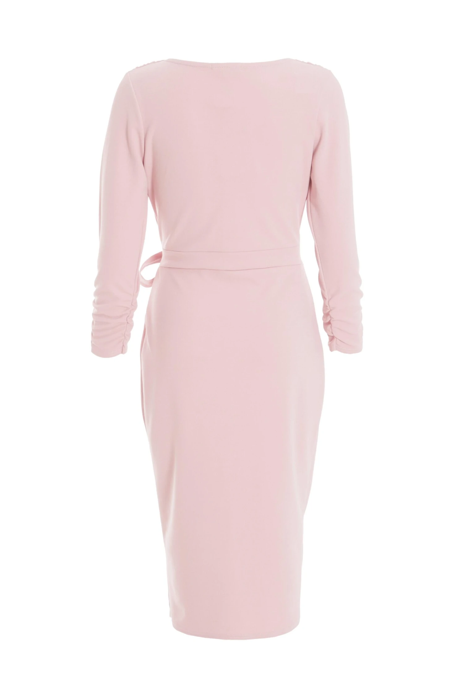 Pink Wrap Tie Midi Dress 5 Pink Wrap Tie Midi Dress - Image 5