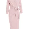 Pink Wrap Tie Midi Dress